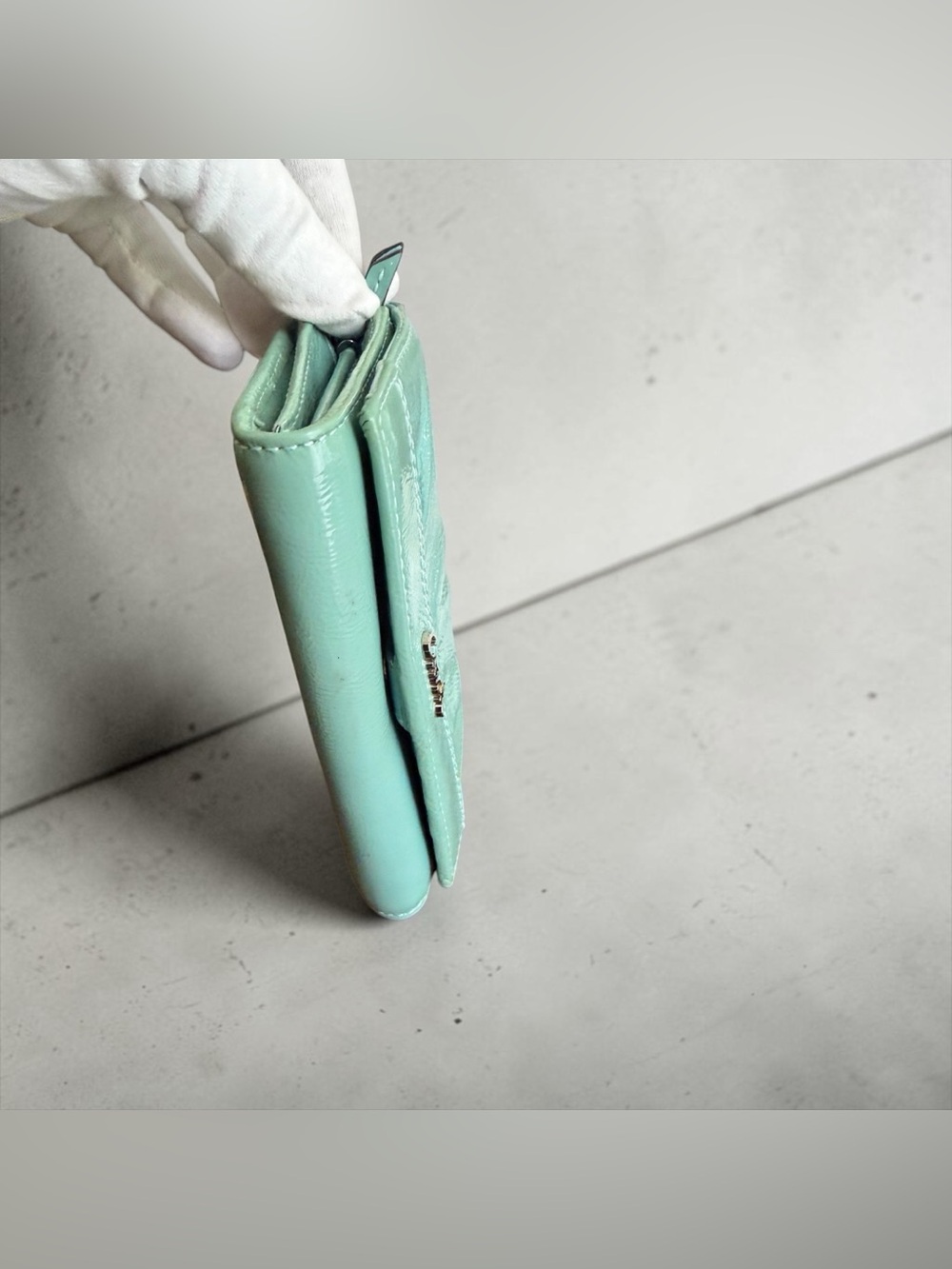 Coach Soho Pleated Leather Mineral Teal Leather Compact Wallet - Picture 7 of 10